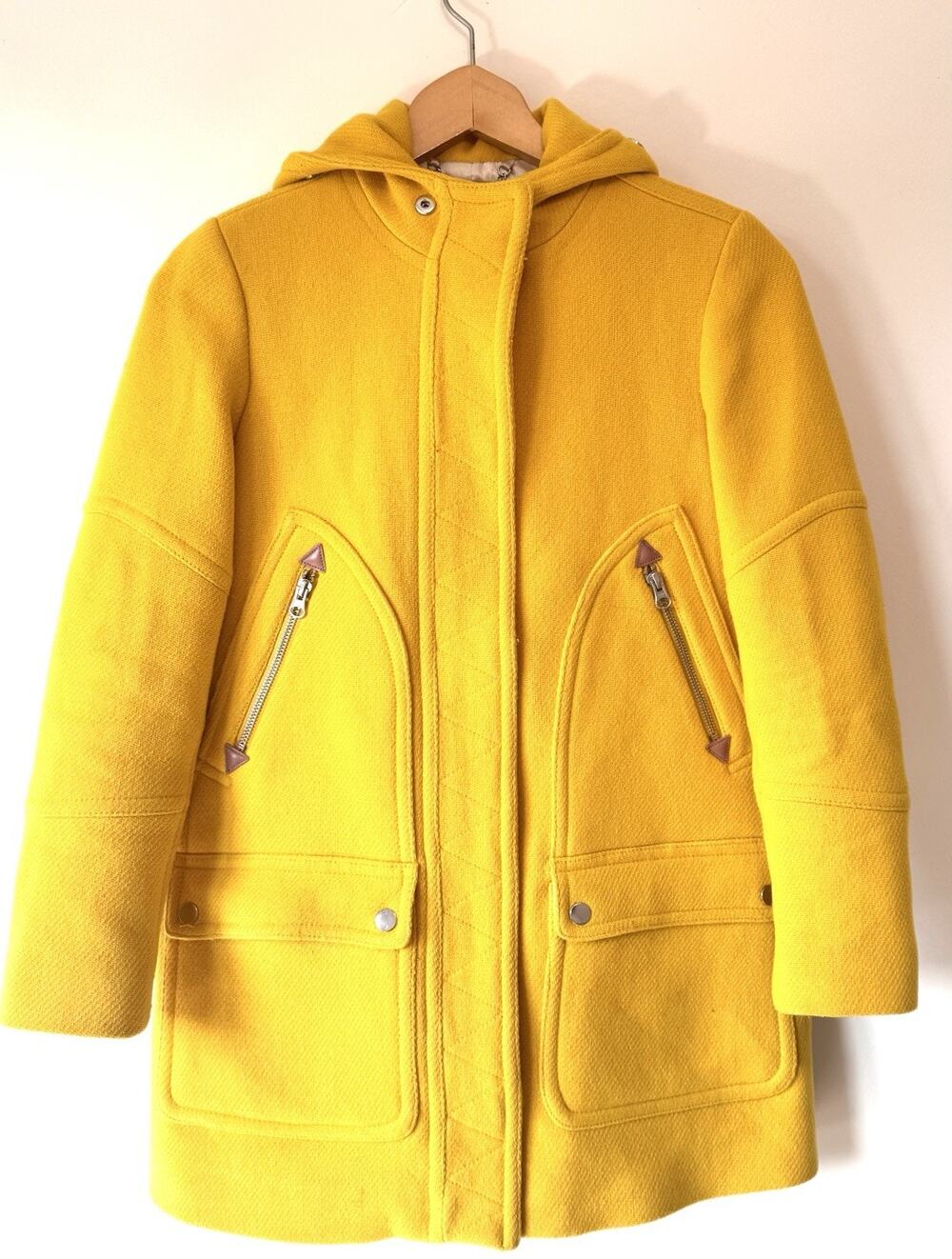 J.Crew Chateau Parka Italian Stadium Cloth Nello Gori Wool Hooded Coat 0P Petite